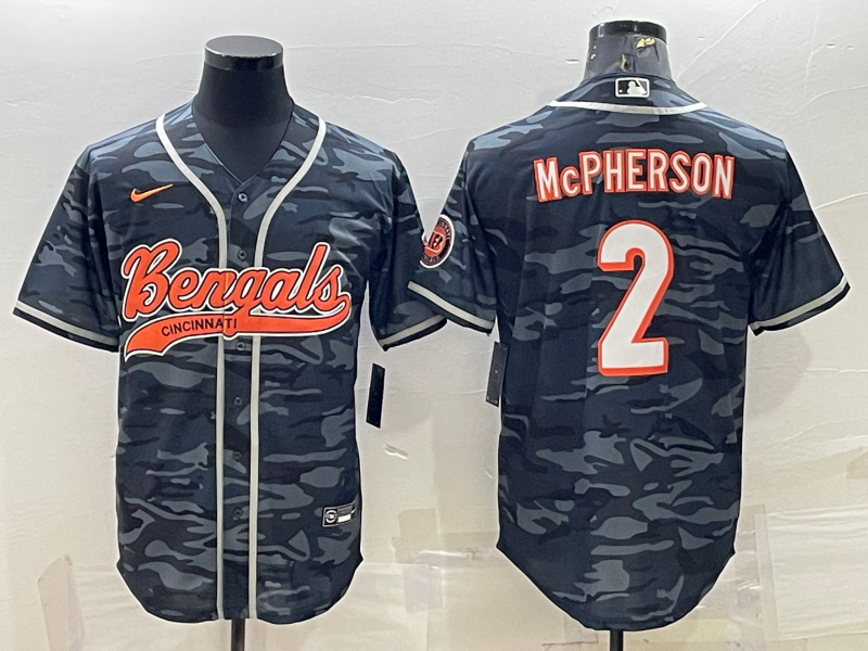 Men's Grey Camo Cincinnati Bengals #2 Evan McPherson With Patch Cool Base Stitched